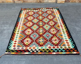 Afghan Maimana Wool Kilim - 7x5 ft