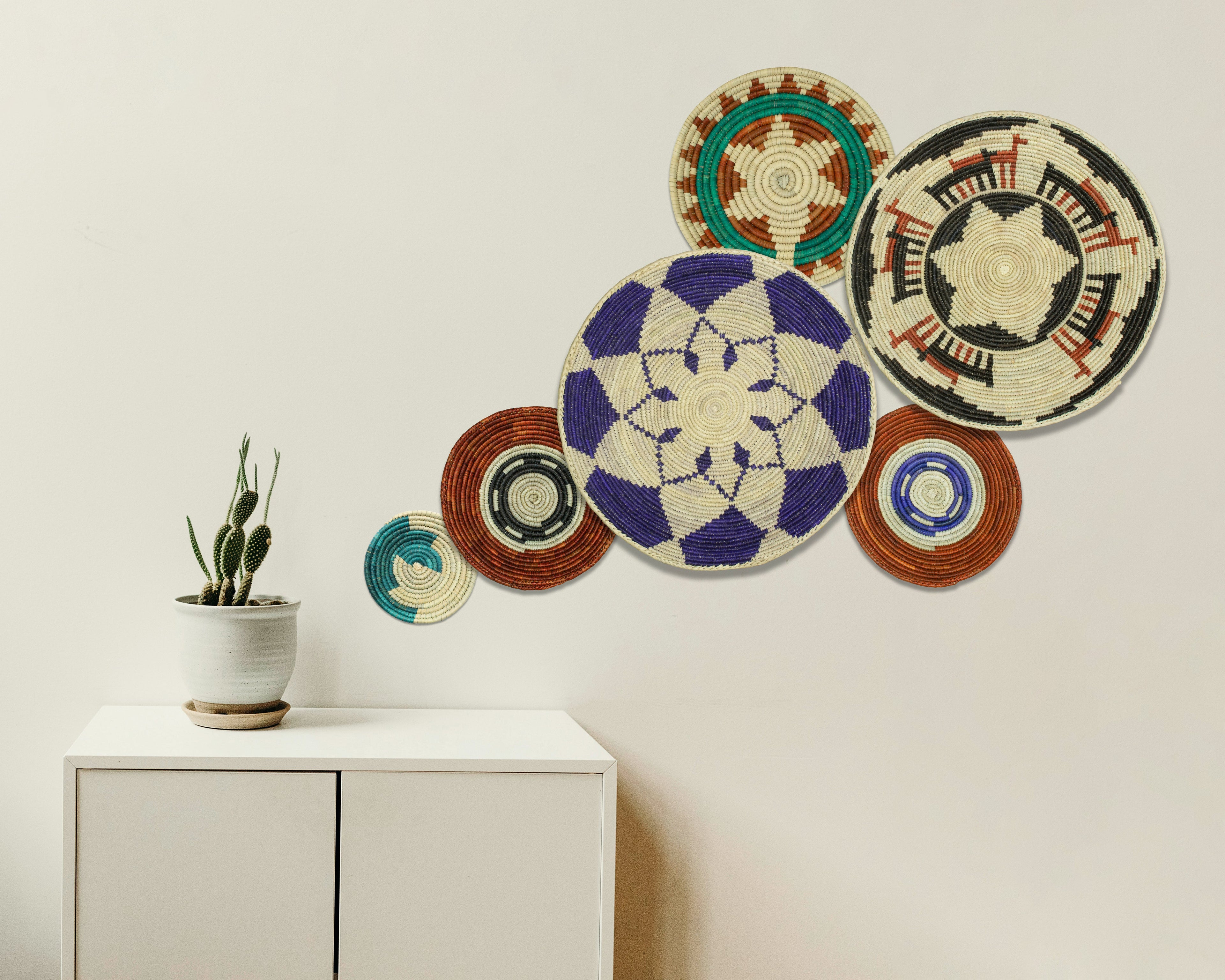 Set of 6 Handwoven wall baskets SET-293-6 N