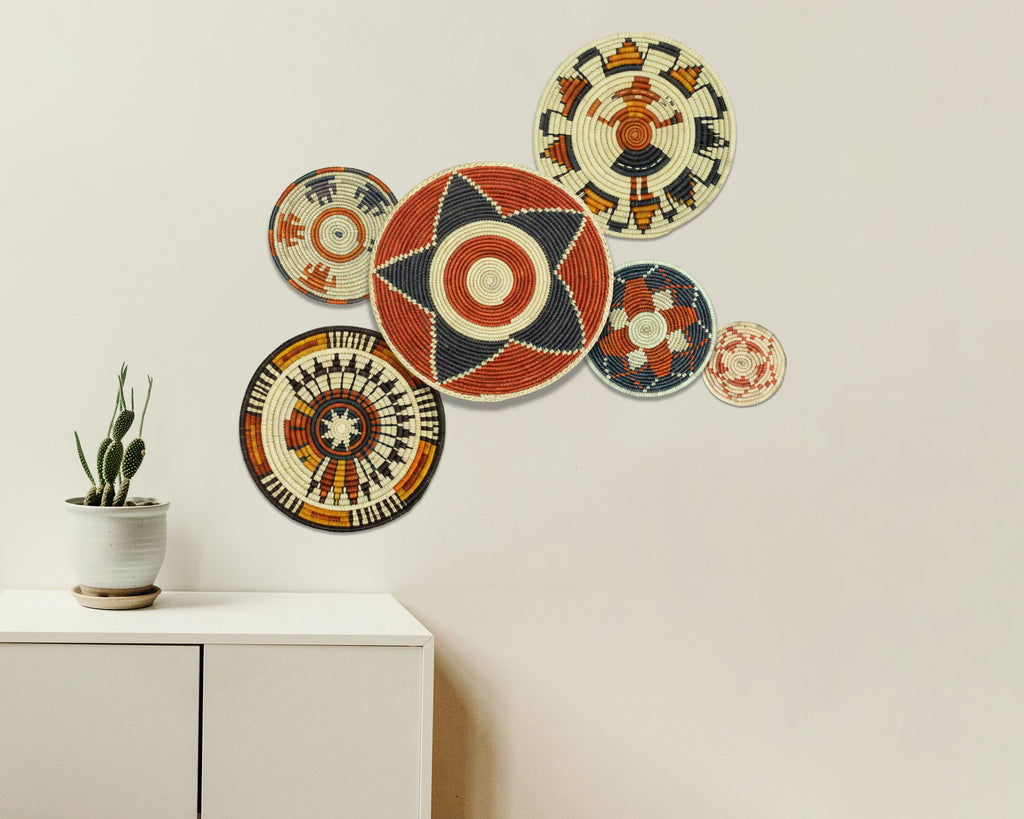 Set of 6 Handwoven wall baskets SET-391-6 N