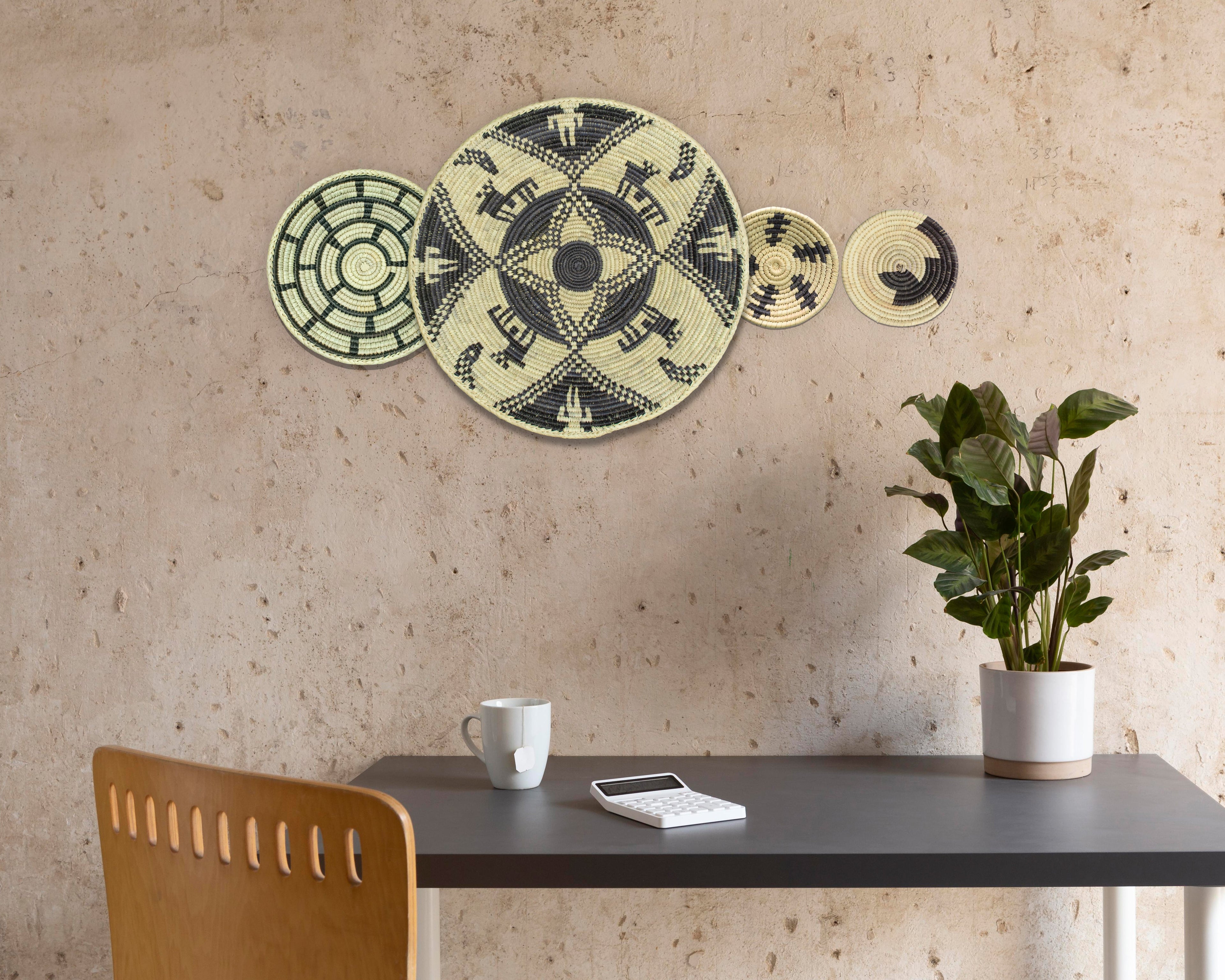 Set of 4 Handwoven wall baskets SET-239-4 N