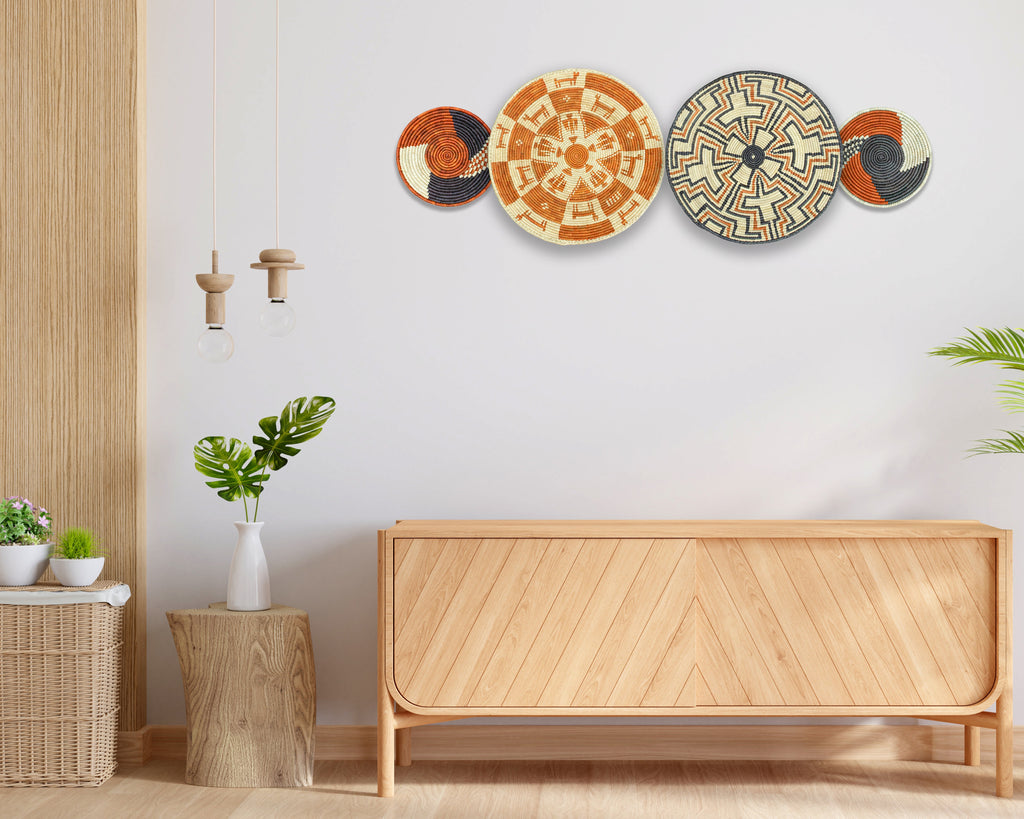 Set of 4 Handwoven wall baskets SET-229-4 N