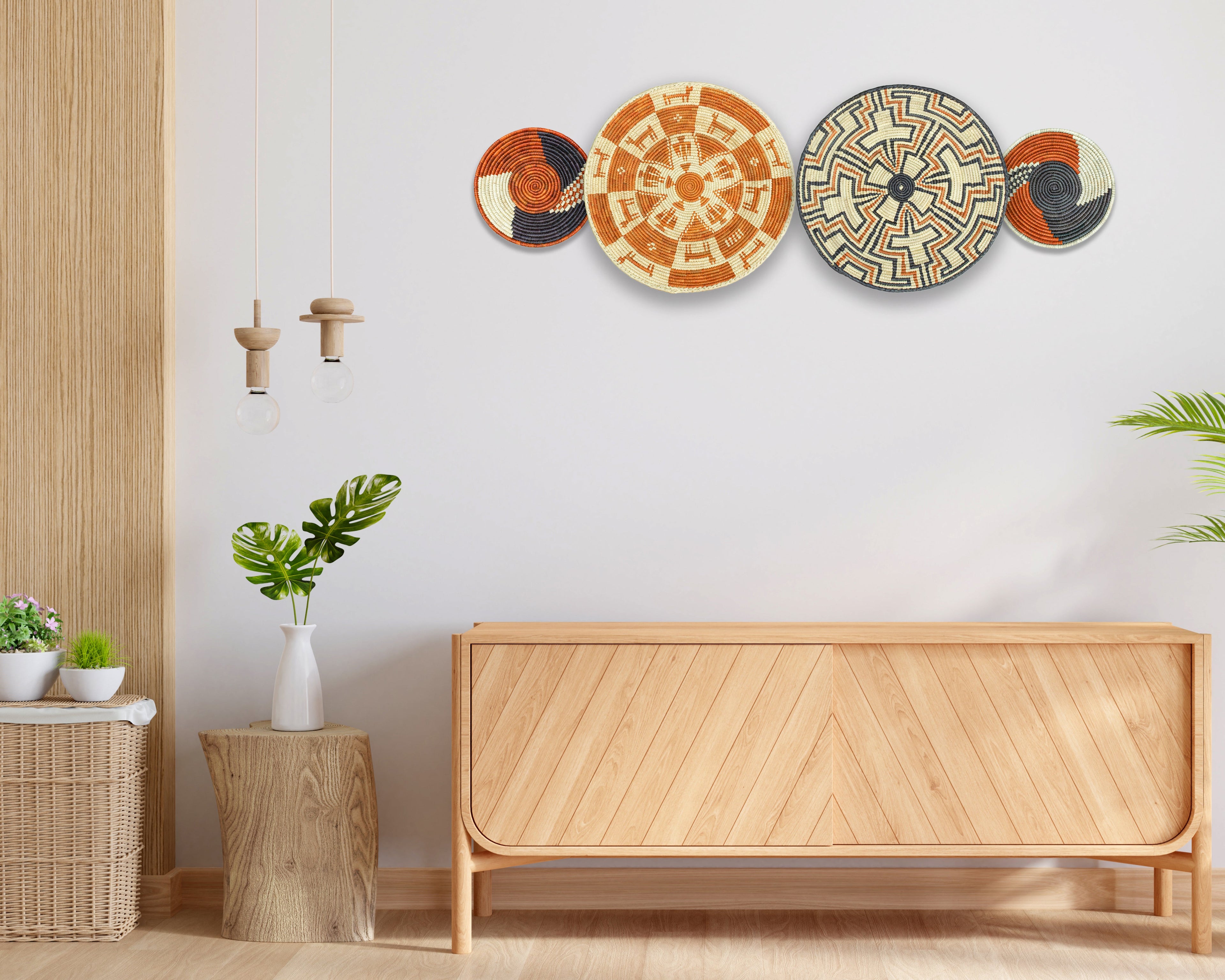 Set of 4 Handwoven wall baskets SET-229-4 N