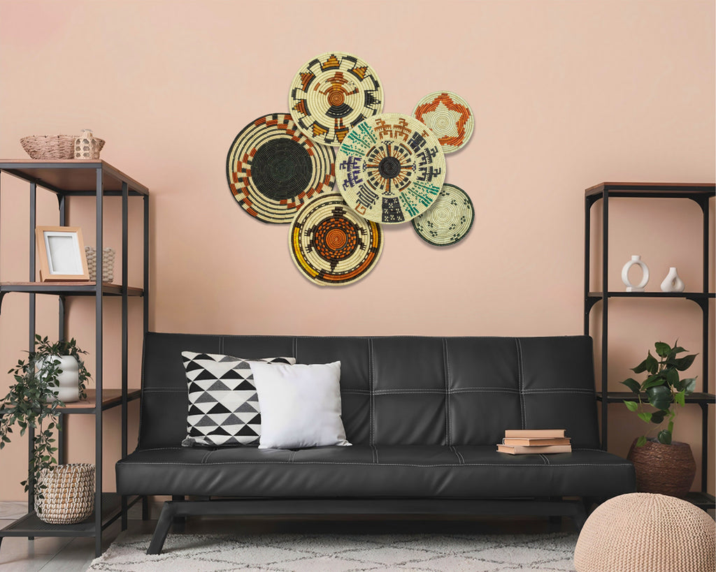 Set of 6 Handwoven wall baskets SET-279-6 N