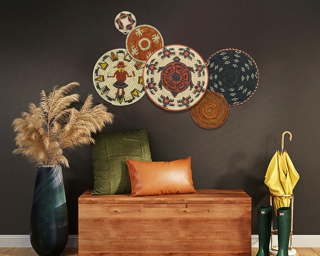 Set of 6 Handwoven wall baskets SET-289-6 N