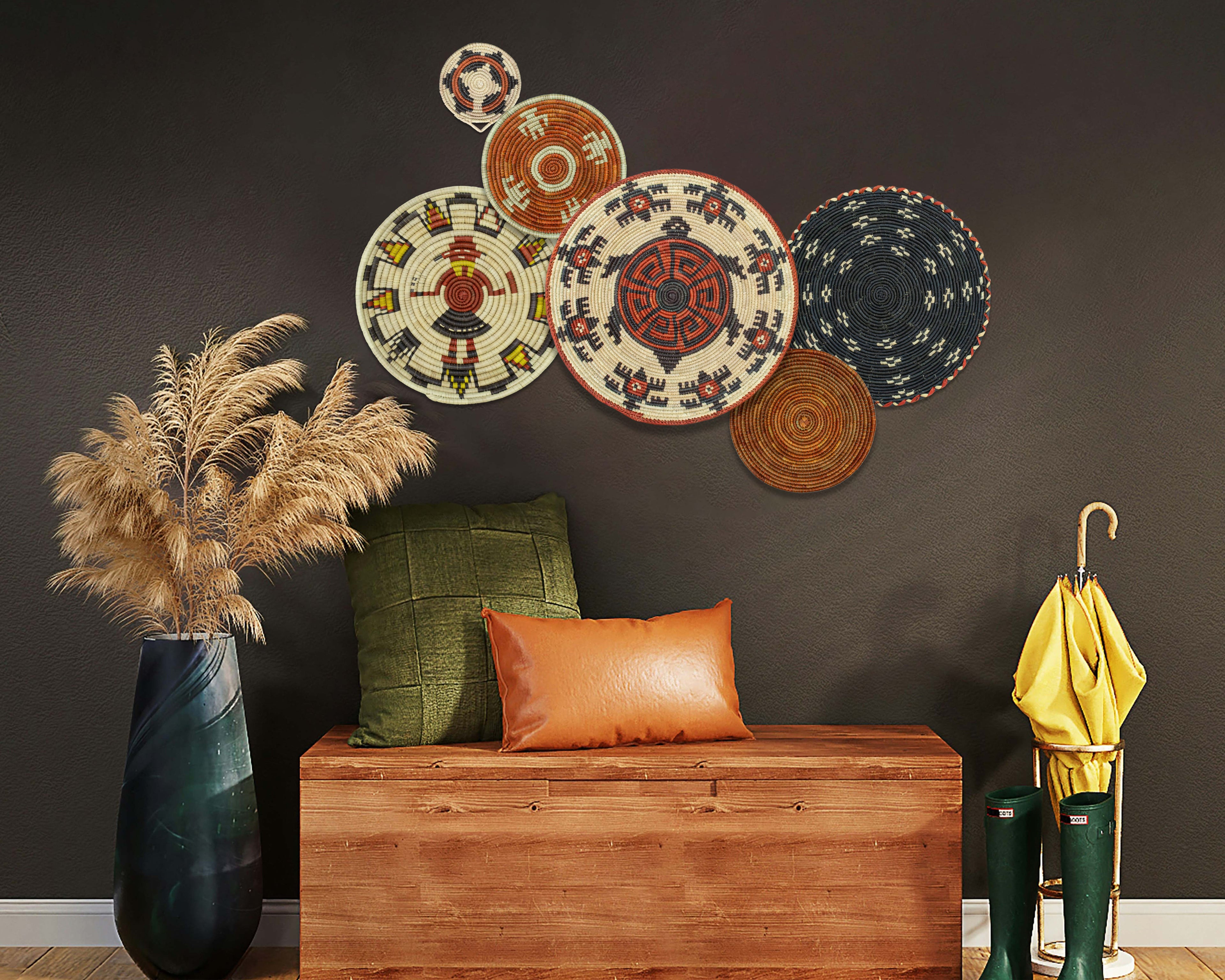 Set of 6 Handwoven wall baskets SET-289-6 N