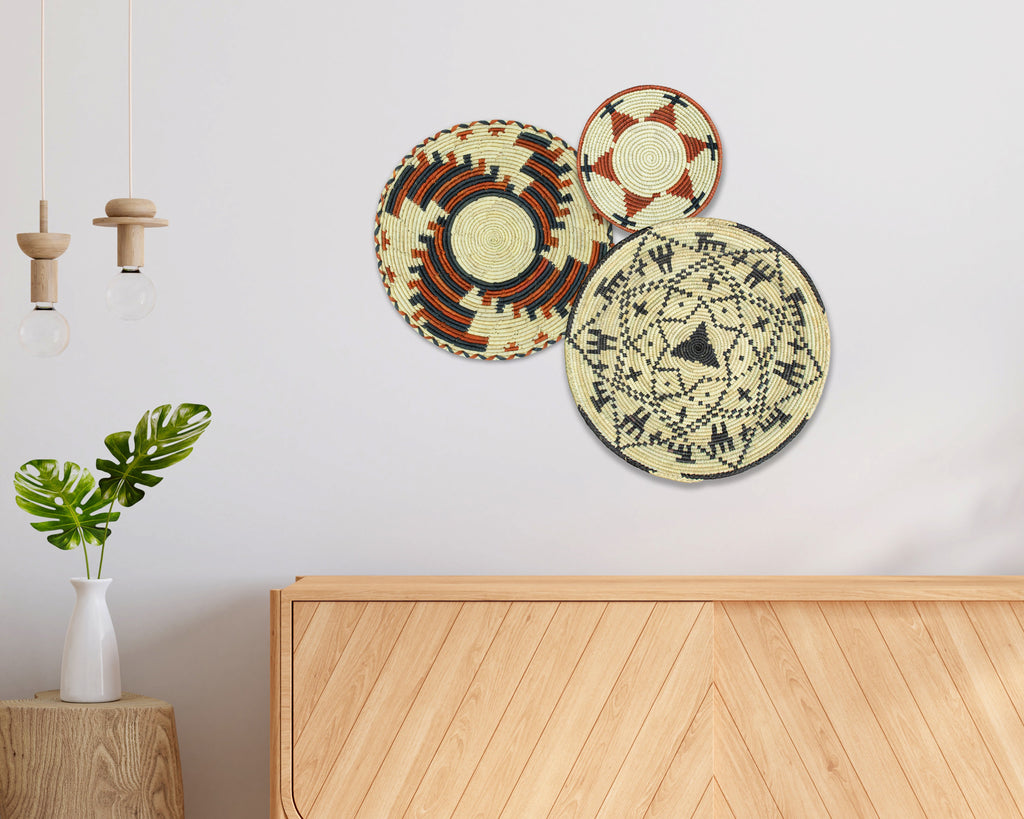 Set of 3 Handwoven wall baskets SET-212-3 N