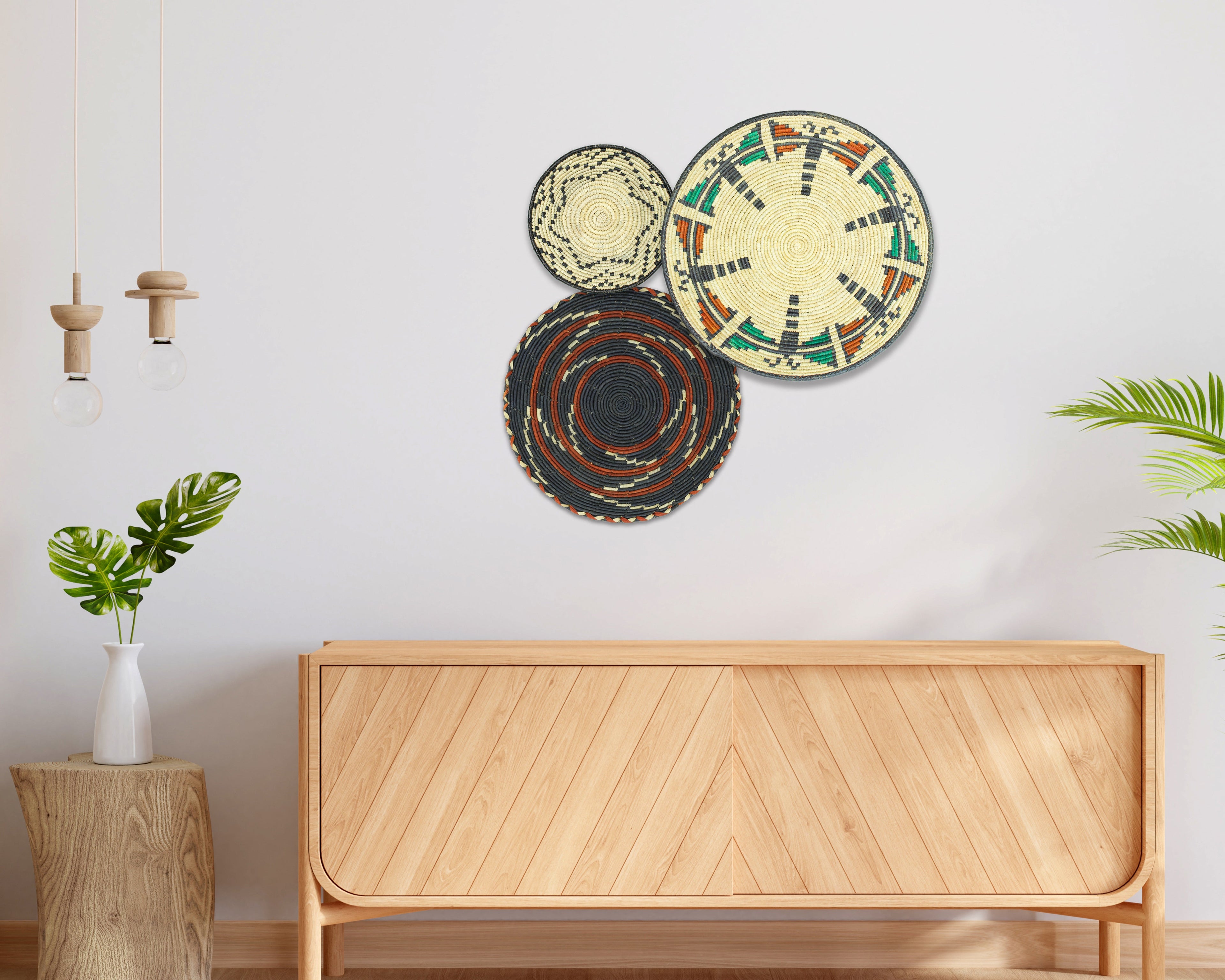 Set of 3 Handwoven wall baskets SET-213-3 N