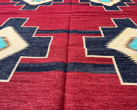 Four Corners Large Southwestern-Inspired Wool Dhurrie - 8x10 ft