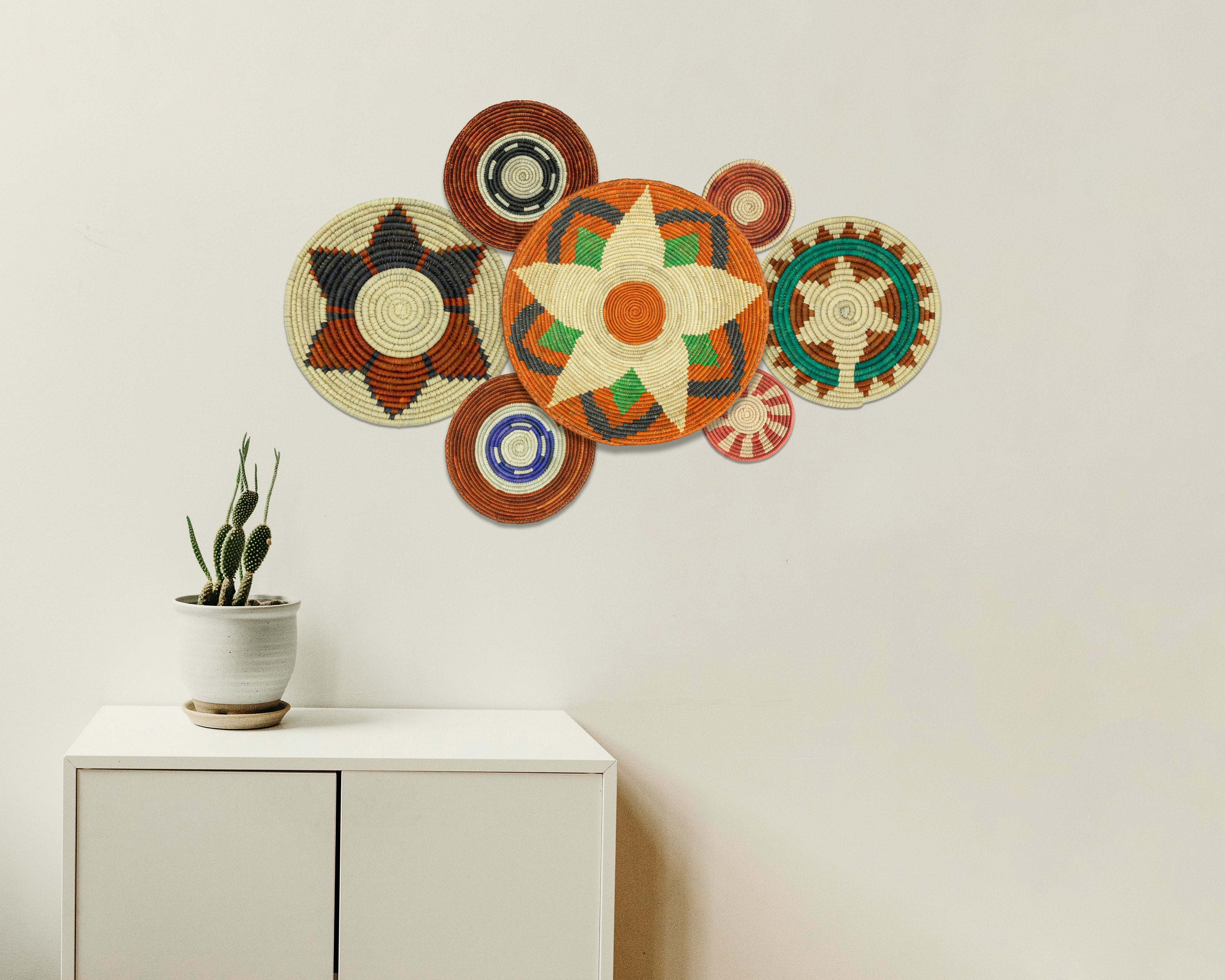 Set of 7 Handwoven wall baskets Set 311-7-N