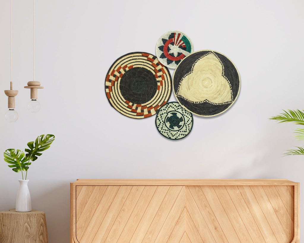 Set of 4 Handwoven wall baskets SET-232-4 N