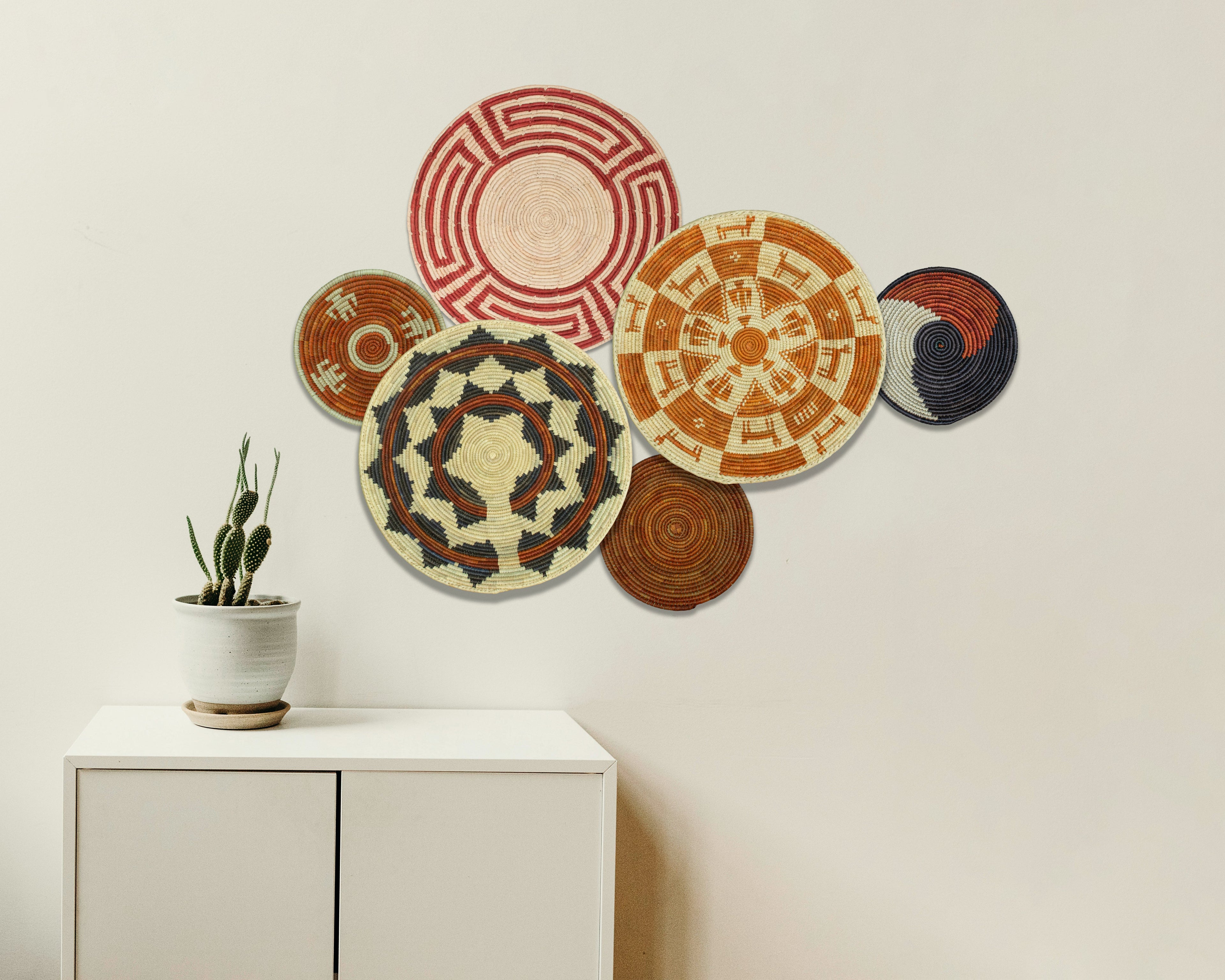 Set of 6 Handwoven wall baskets SET-291-6 N