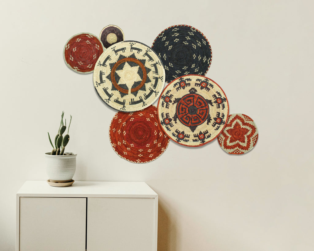 Set of 7 Handwoven wall baskets Set 314-7-N