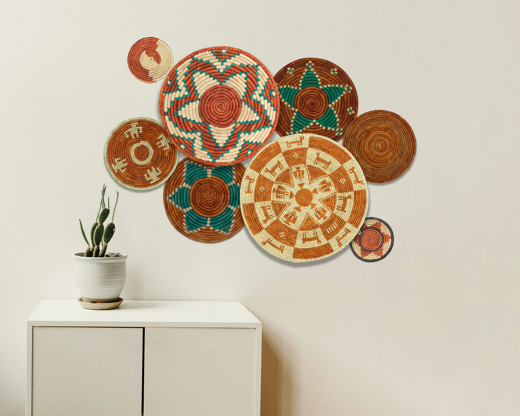 Set of 8 Handwoven wall baskets SET-338-8 N