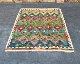 Afghan Maimana Wool Kilim - 6x5 ft