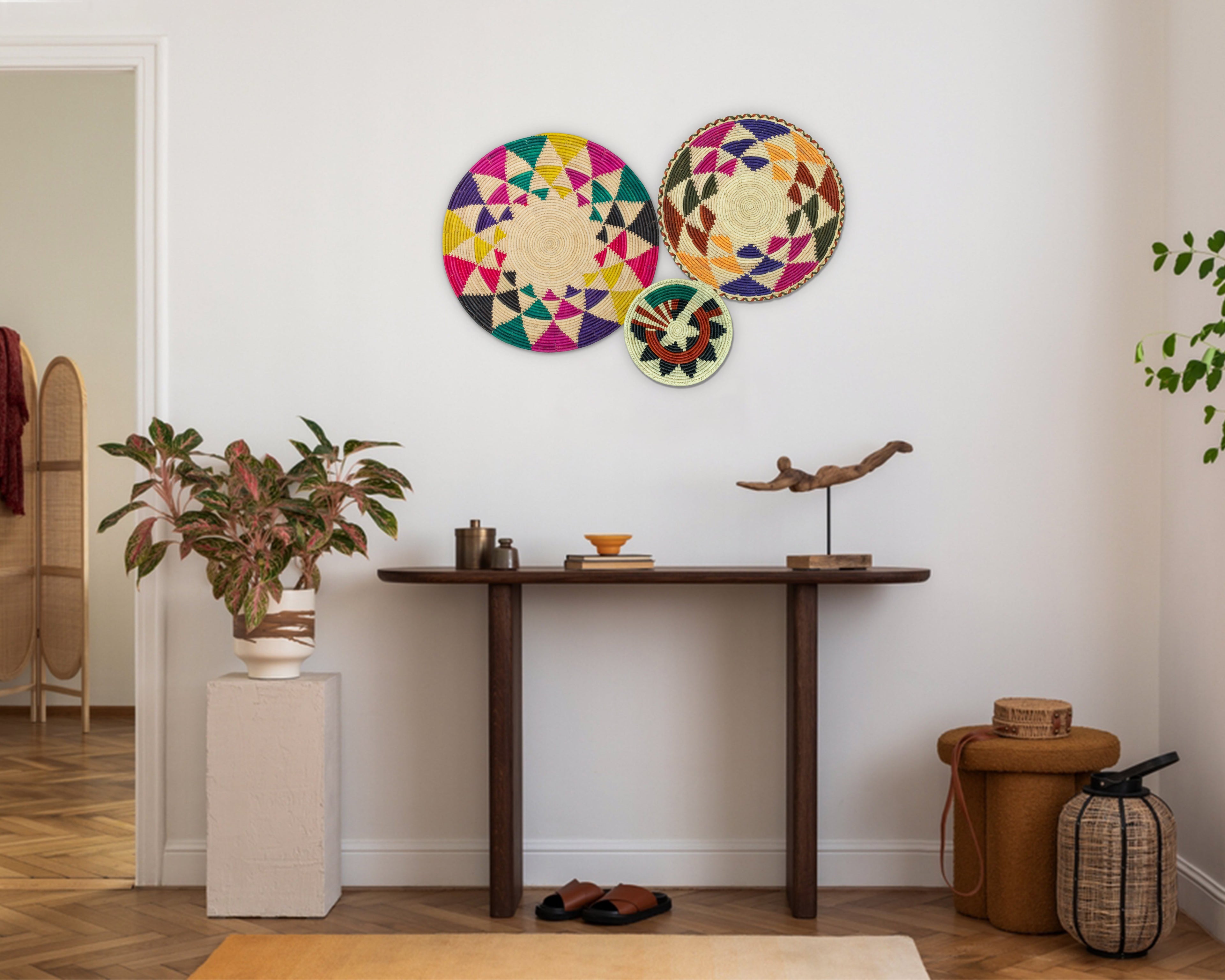 Set of 3 Handwoven wall baskets SET-204-3 N