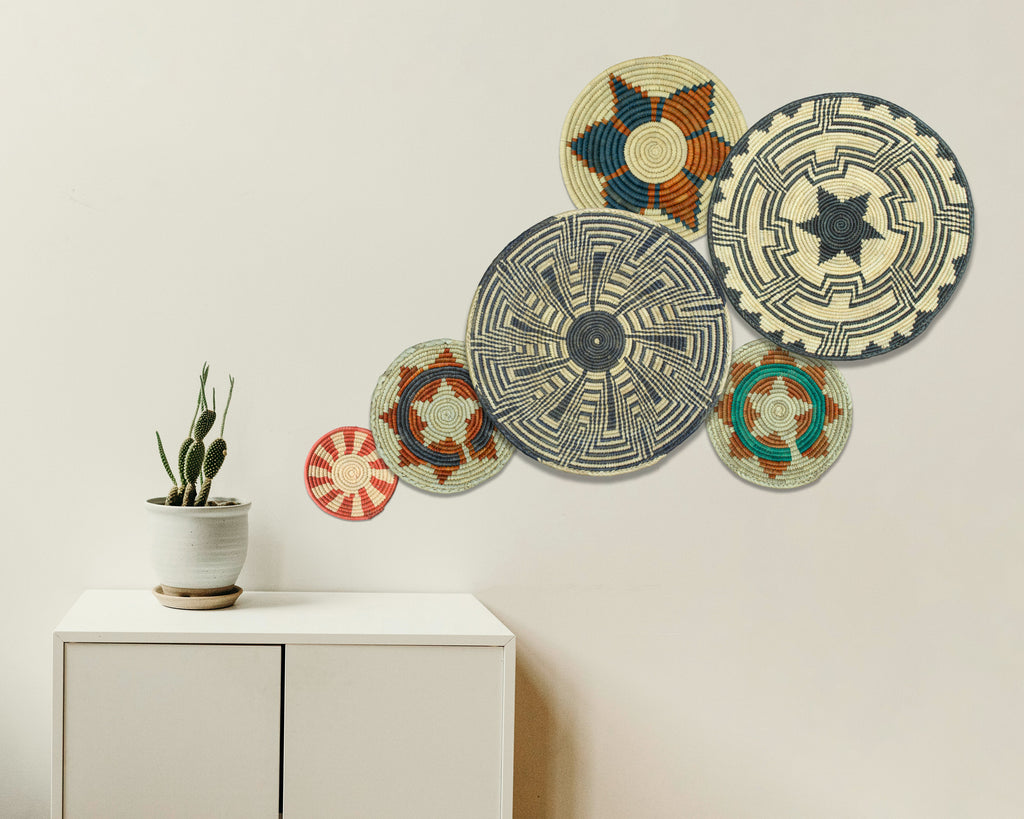 Set of 6 Handwoven wall baskets SET-294-6 N