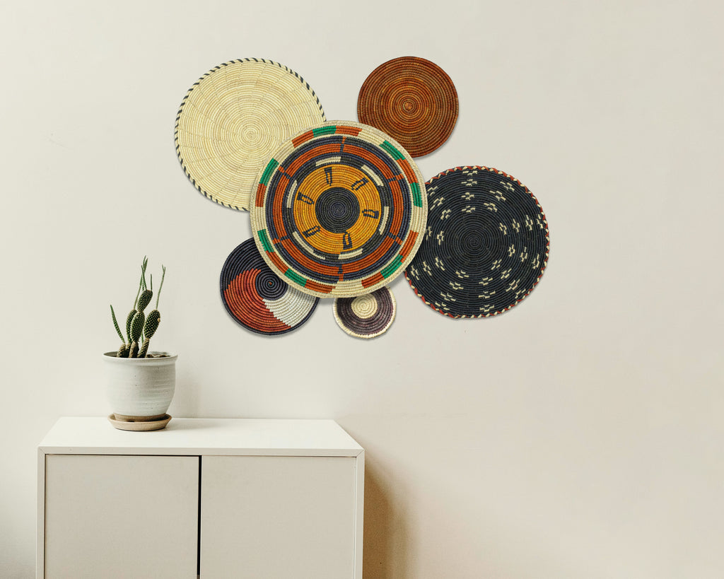 Set of 6 Handwoven wall baskets SET-386-6 N