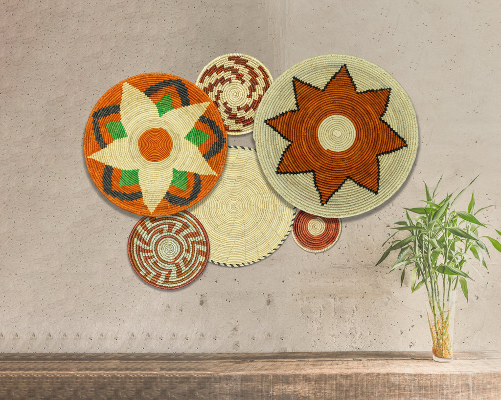 Set of 6 Handwoven wall baskets SET-268-6 N