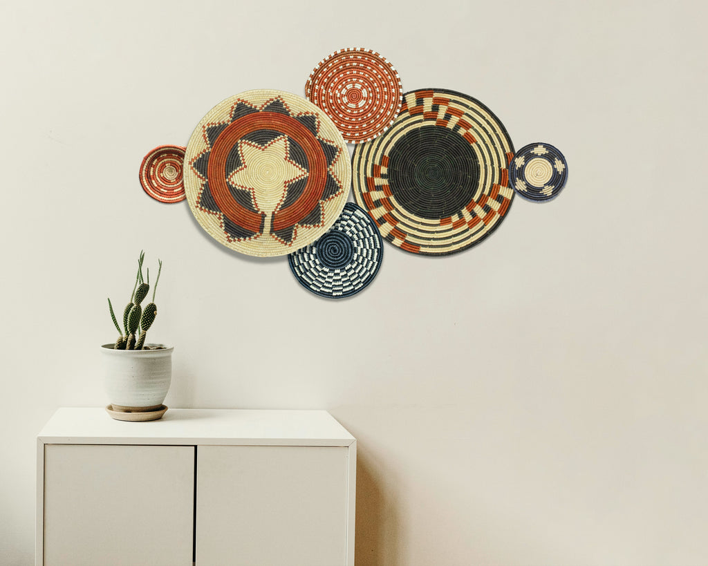 Set of 6 Handwoven wall baskets SET-382-6 N