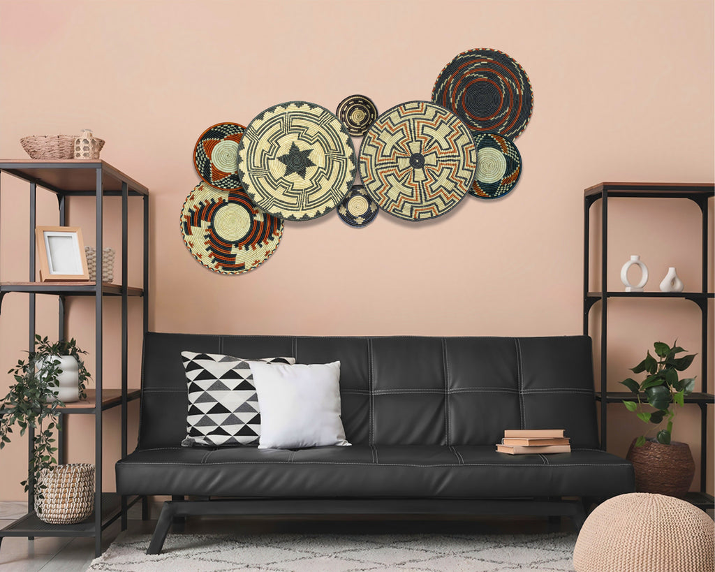 Set of 8 Handwoven wall baskets SET-254-8 N