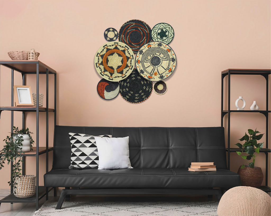 Set of 8 Handwoven wall baskets SET-247-8 N