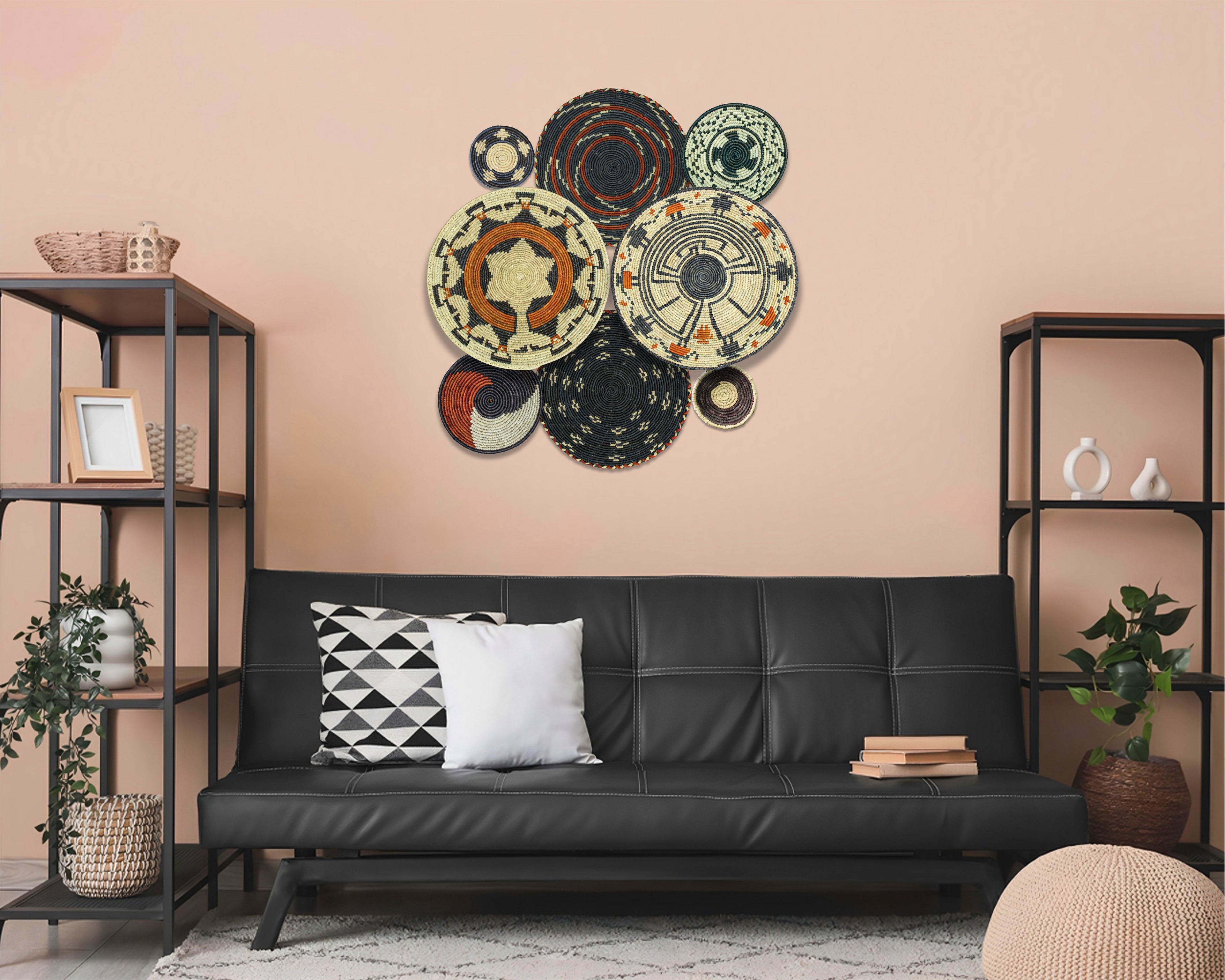 Set of 8 Handwoven wall baskets SET-247-8 N