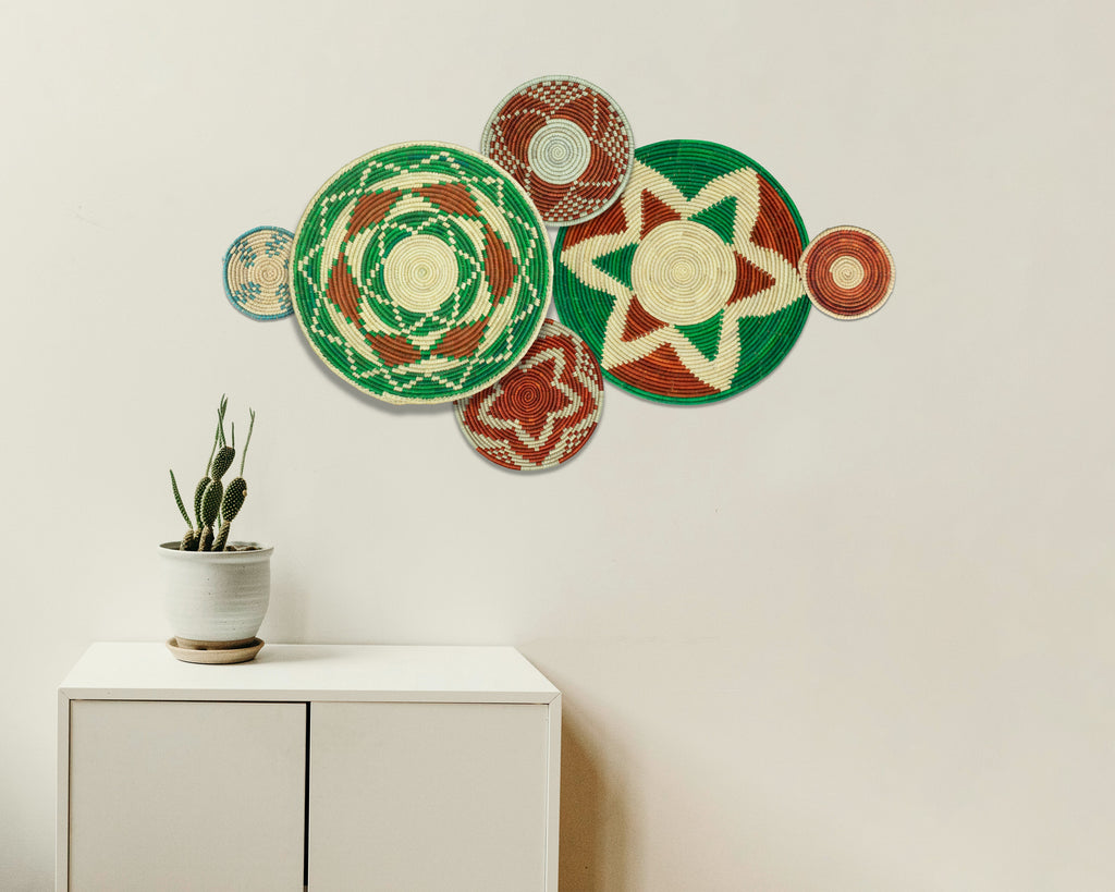 Set of 6 Handwoven wall baskets SET-381-6 N