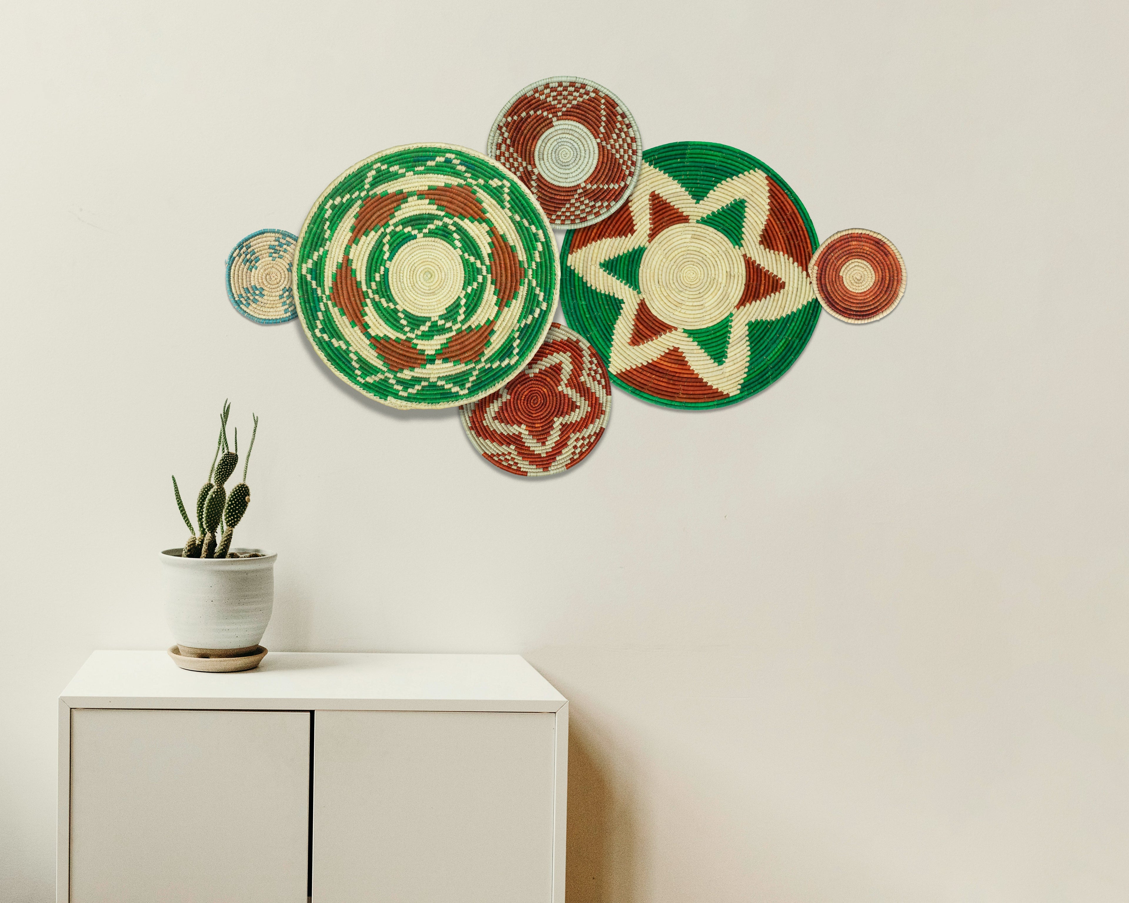 Set of 6 Handwoven wall baskets SET-381-6 N