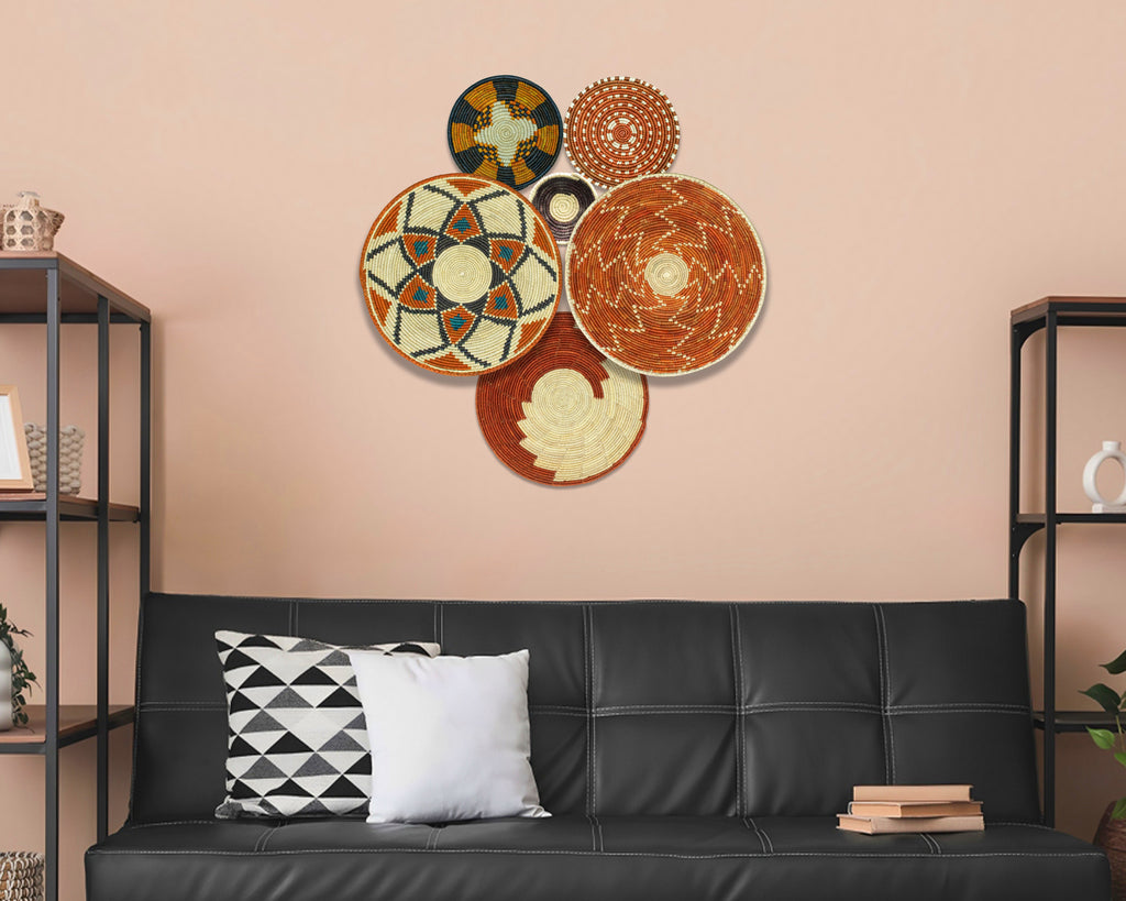 Set of 6 Handwoven wall baskets SET-399-6 N