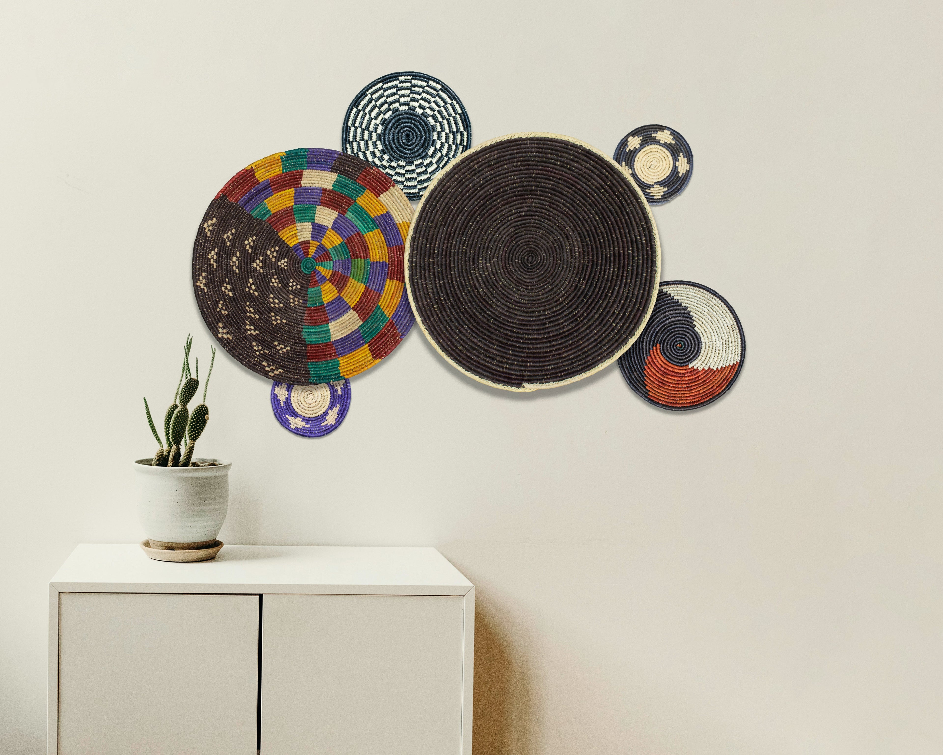 Set of 6 Handwoven wall baskets SET-377-6 N