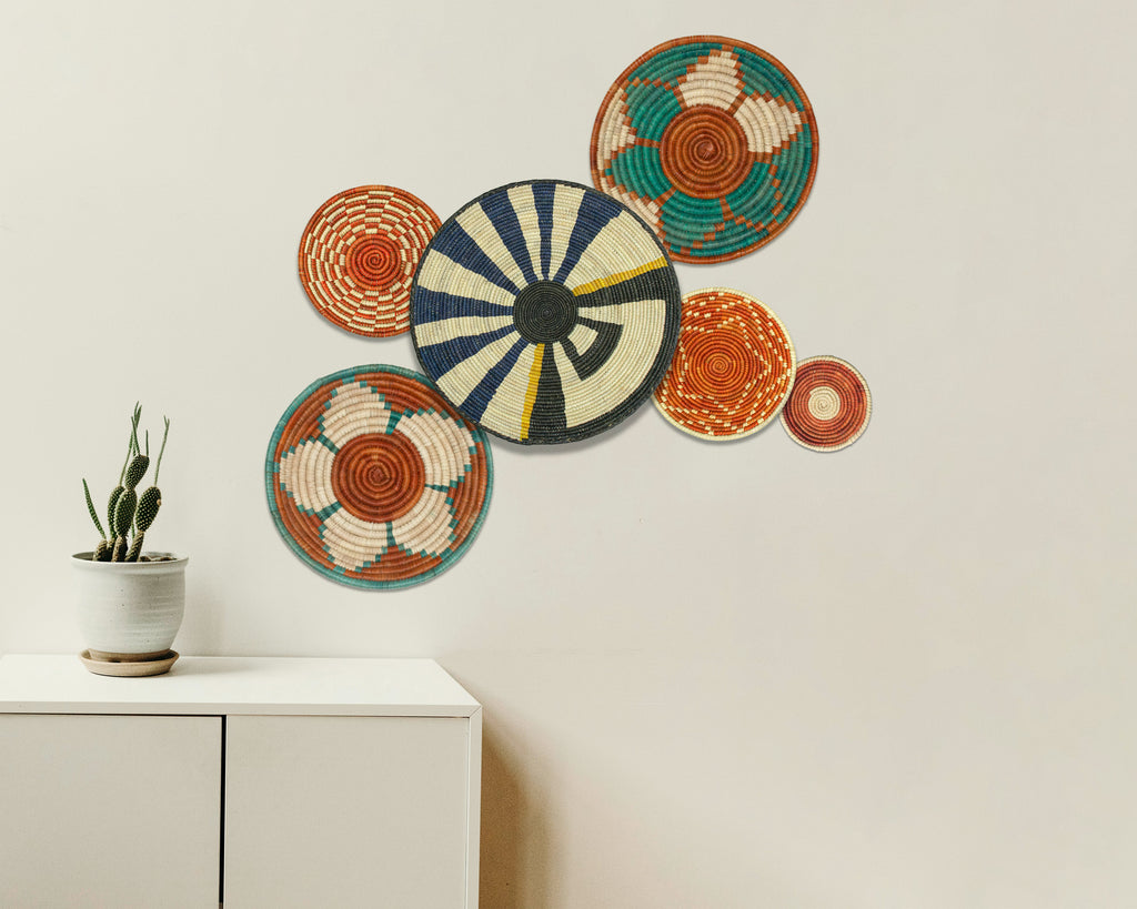 Set of 6 Handwoven wall baskets SET-392-6 N