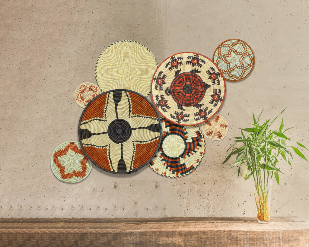 Set of 8 Handwoven wall baskets SET-358-8 N