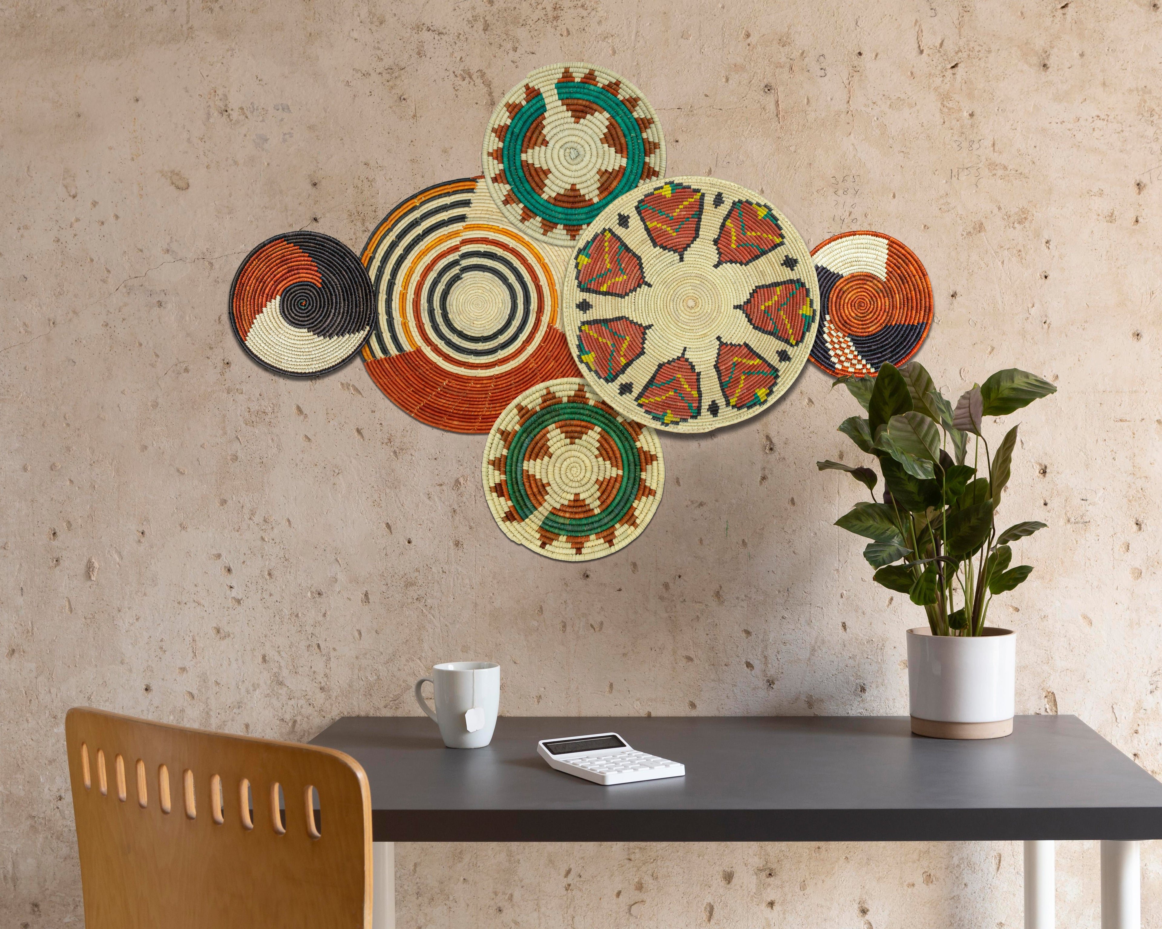 Set of 6 Handwoven wall baskets SET-281-6 N