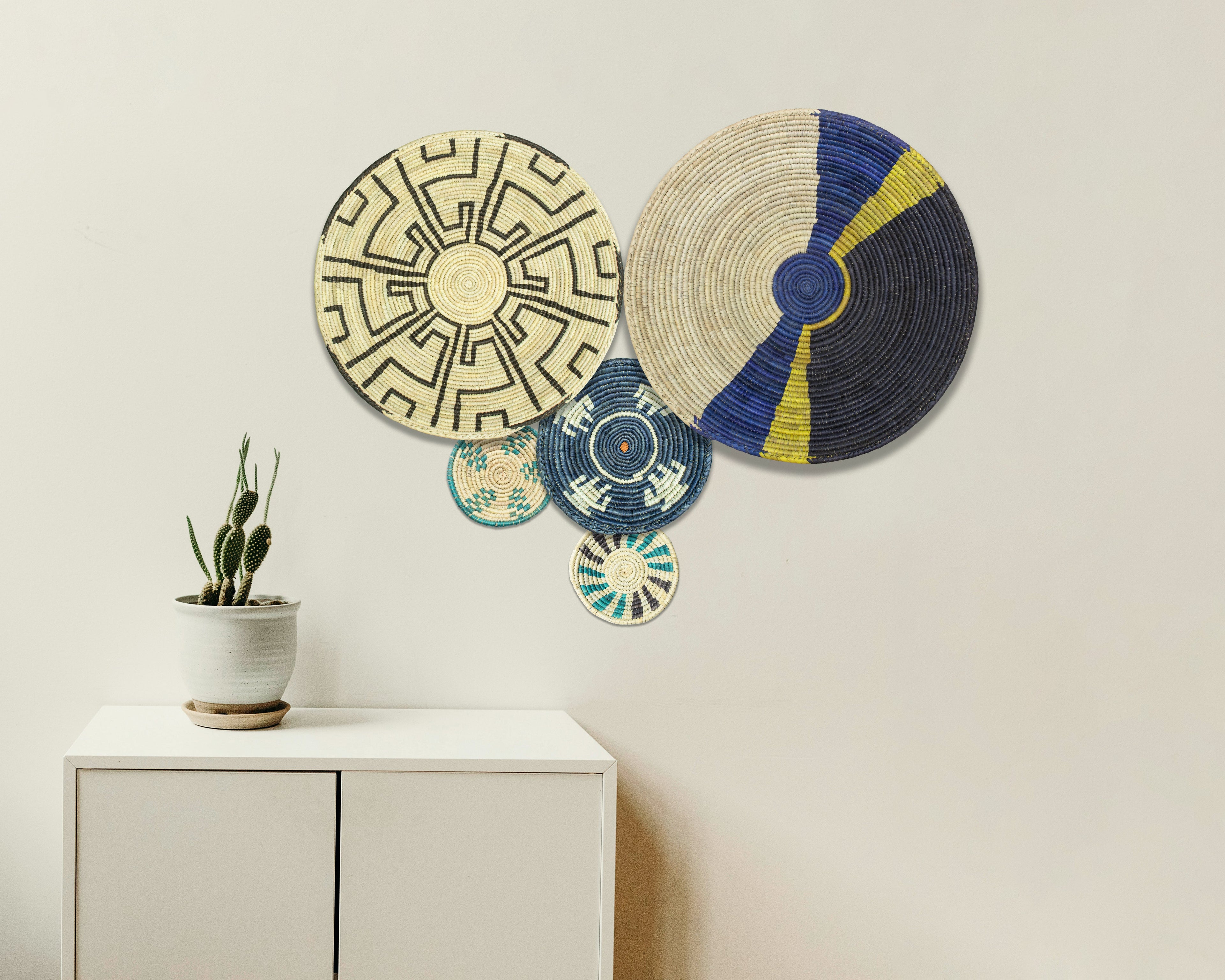 Set of 5 Handwoven wall baskets SET-69-5 N