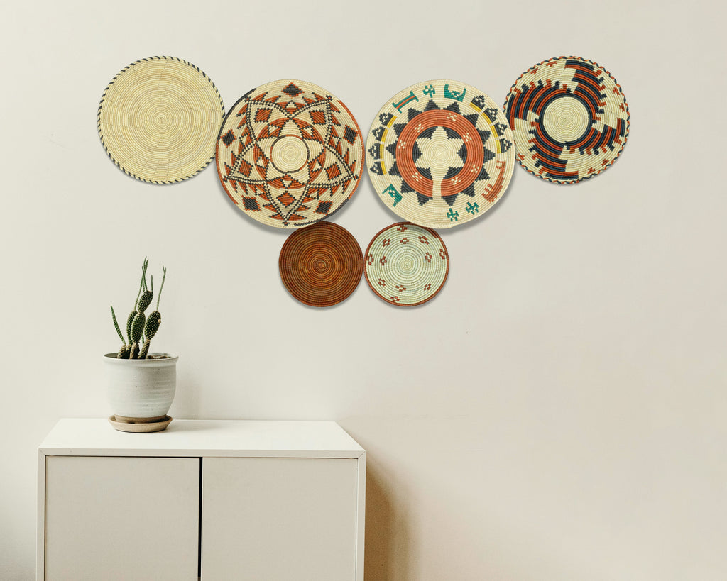 Set of 6 Handwoven wall baskets SET-383-6 N