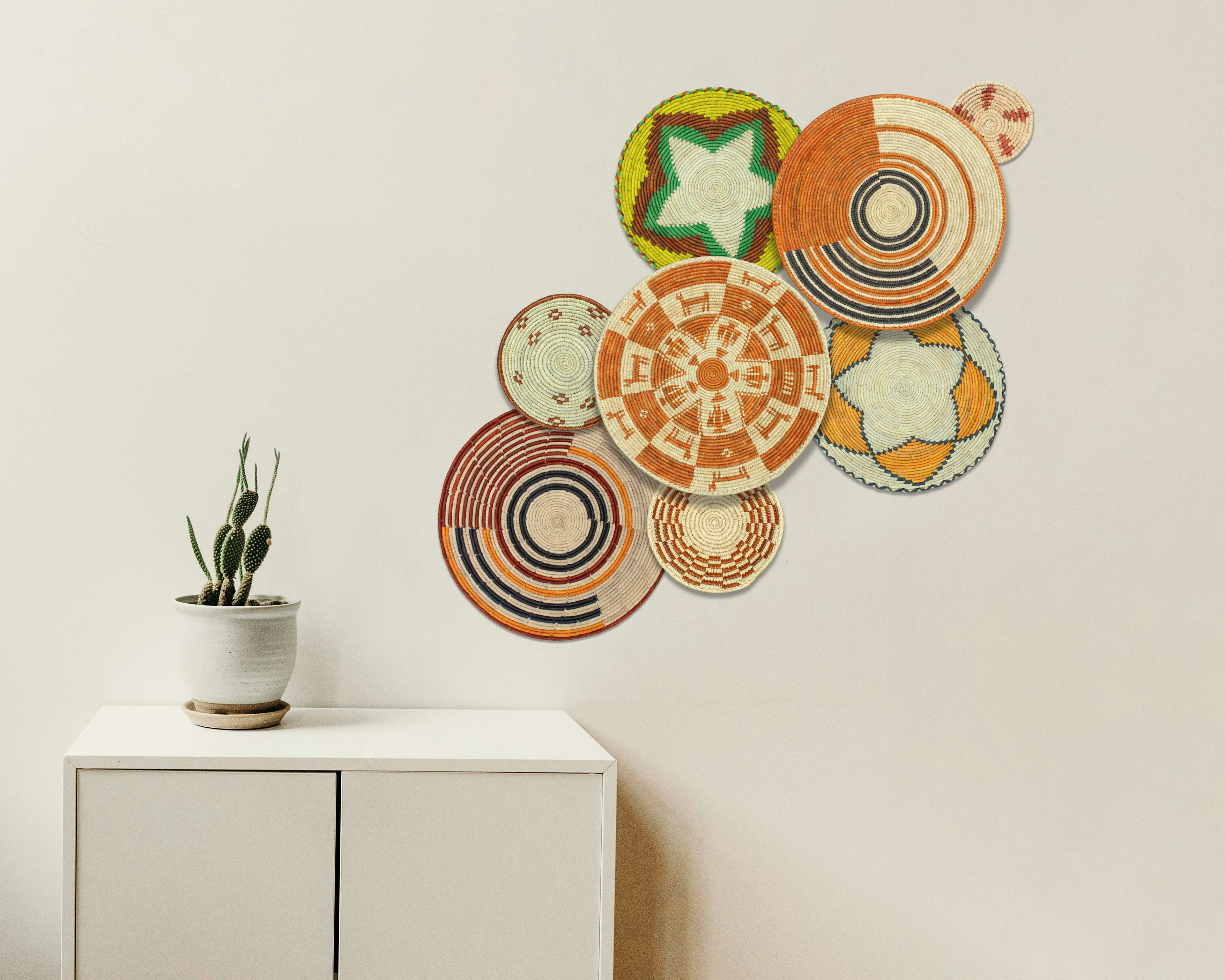 Set of 8 Handwoven wall baskets SET-347-8 N