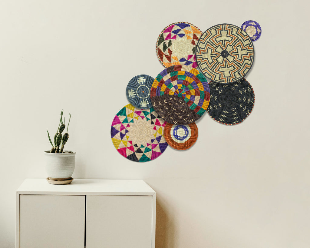 Set of 8 Handwoven wall baskets SET-348-8 N