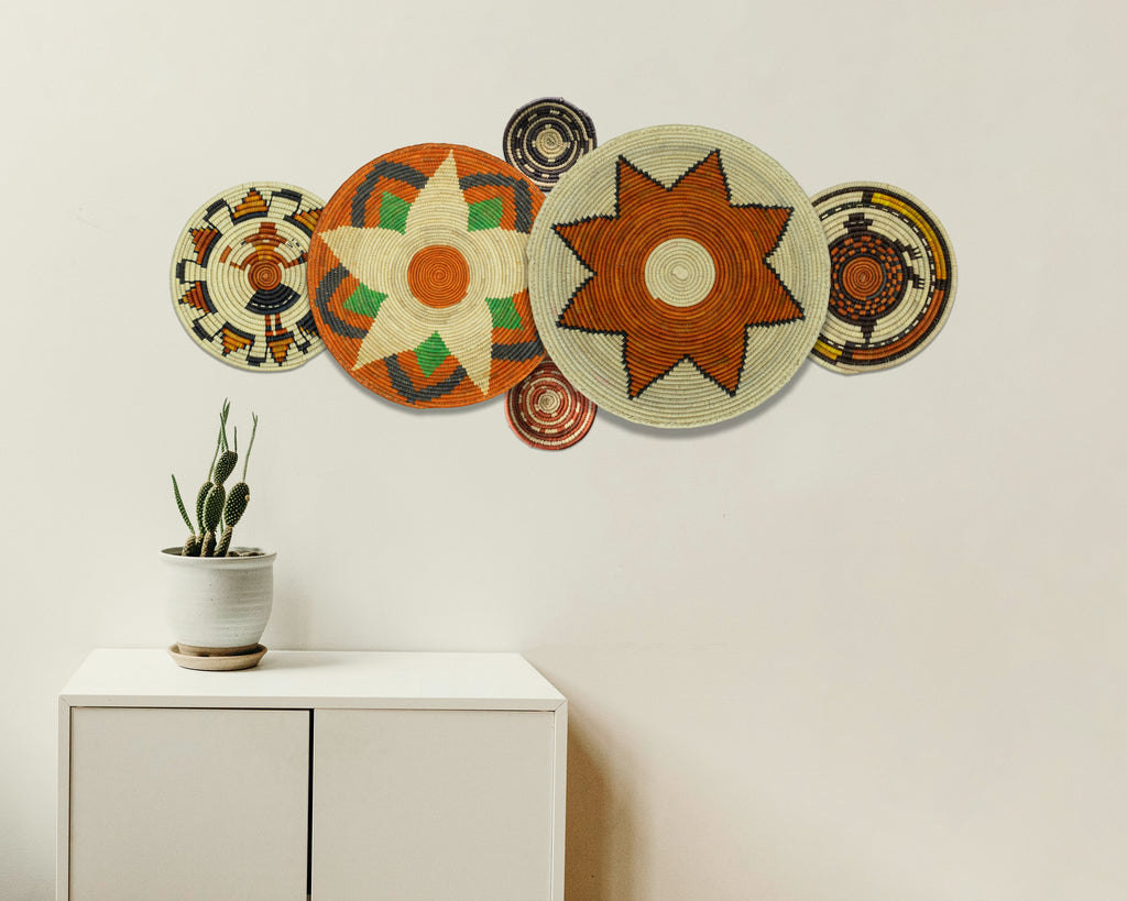 Set of 6 Handwoven wall baskets SET-300-6 N