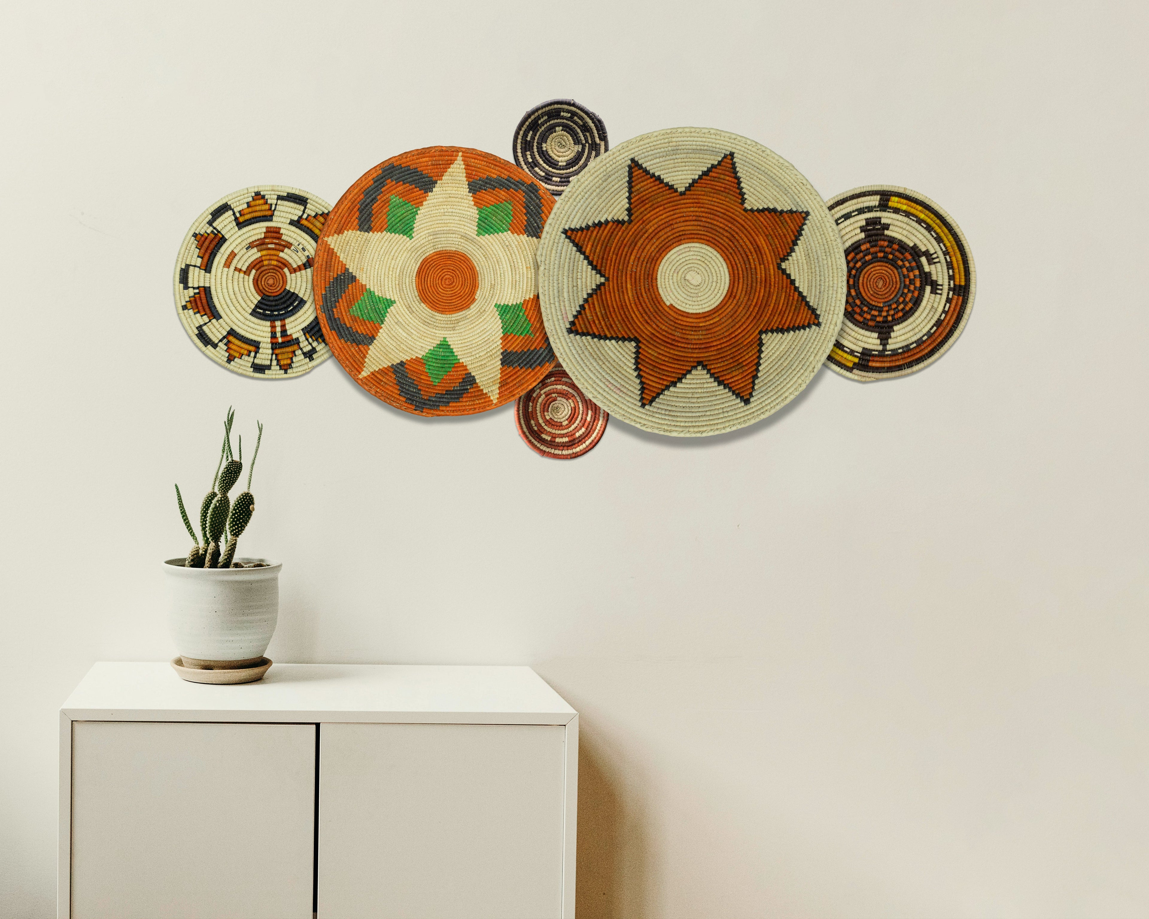 Set of 6 Handwoven wall baskets SET-300-6 N