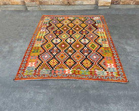 Afghan Maimana Wool Kilim - 7x5 ft