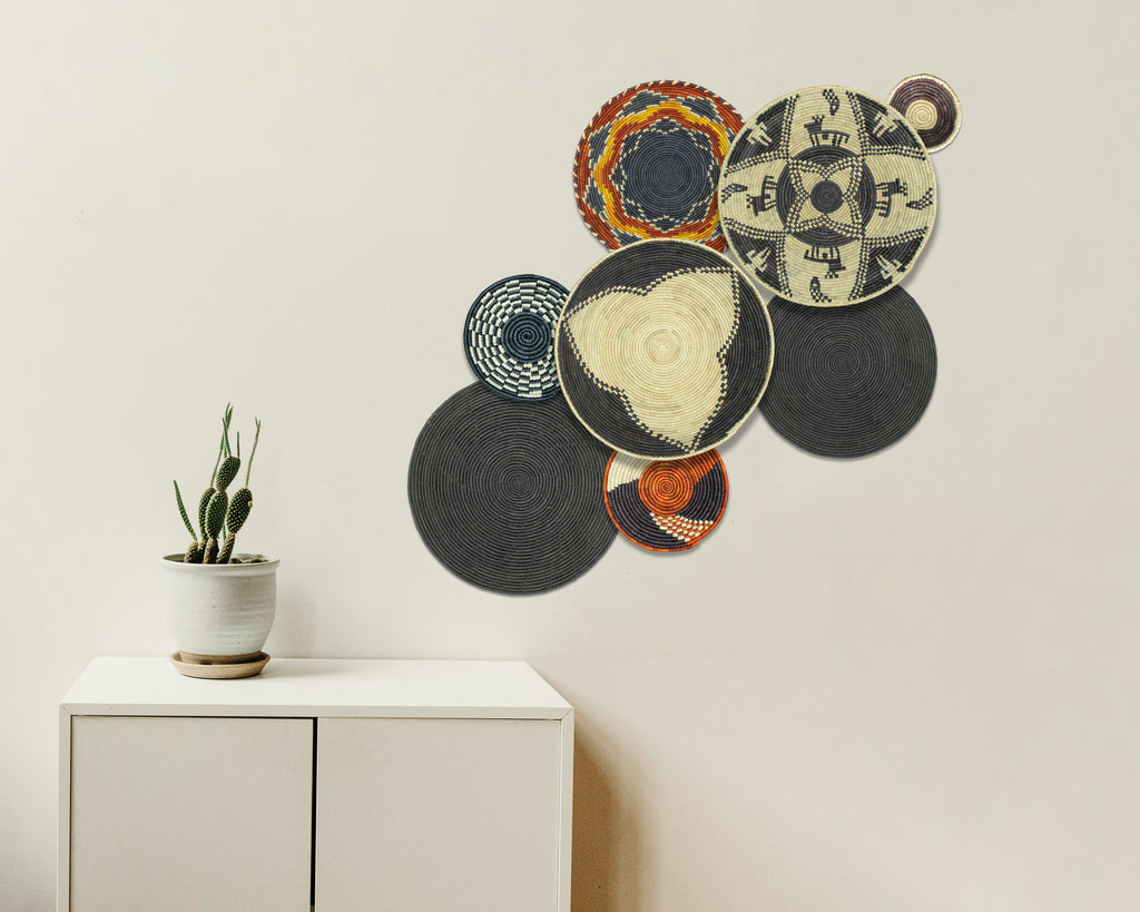 Set of 8 Handwoven wall baskets SET-349-8 N