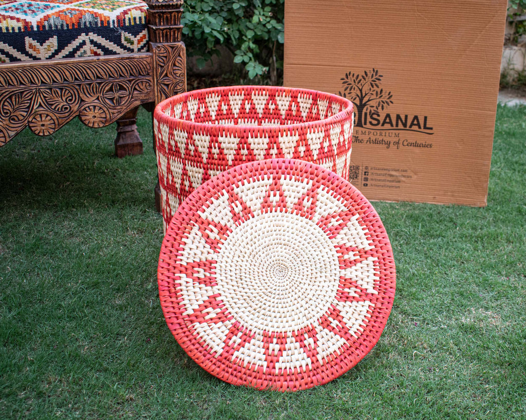 Multi Pyramids Red Large Storage Laundry Basket BL-1212-16