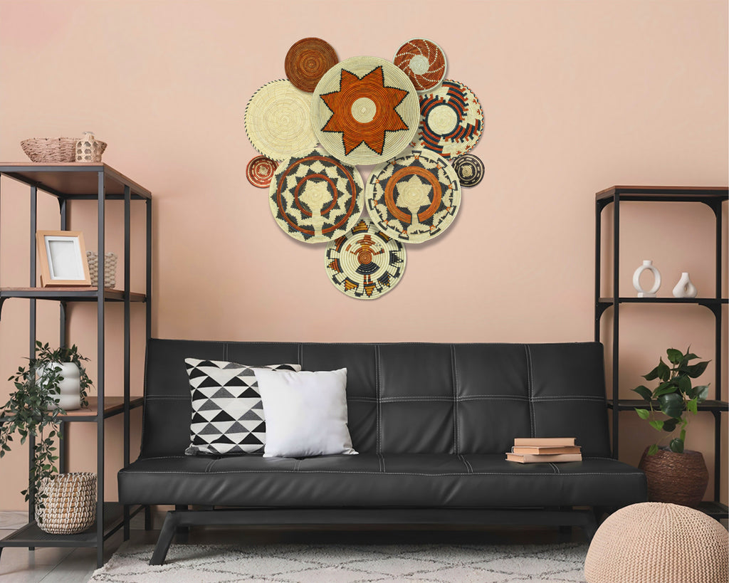 Set of 10 Handwoven wall baskets SET-400-10 N