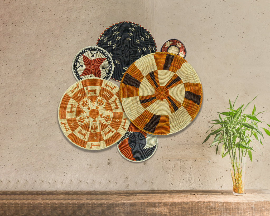 Set of 6 Handwoven wall baskets SET-271-6 N