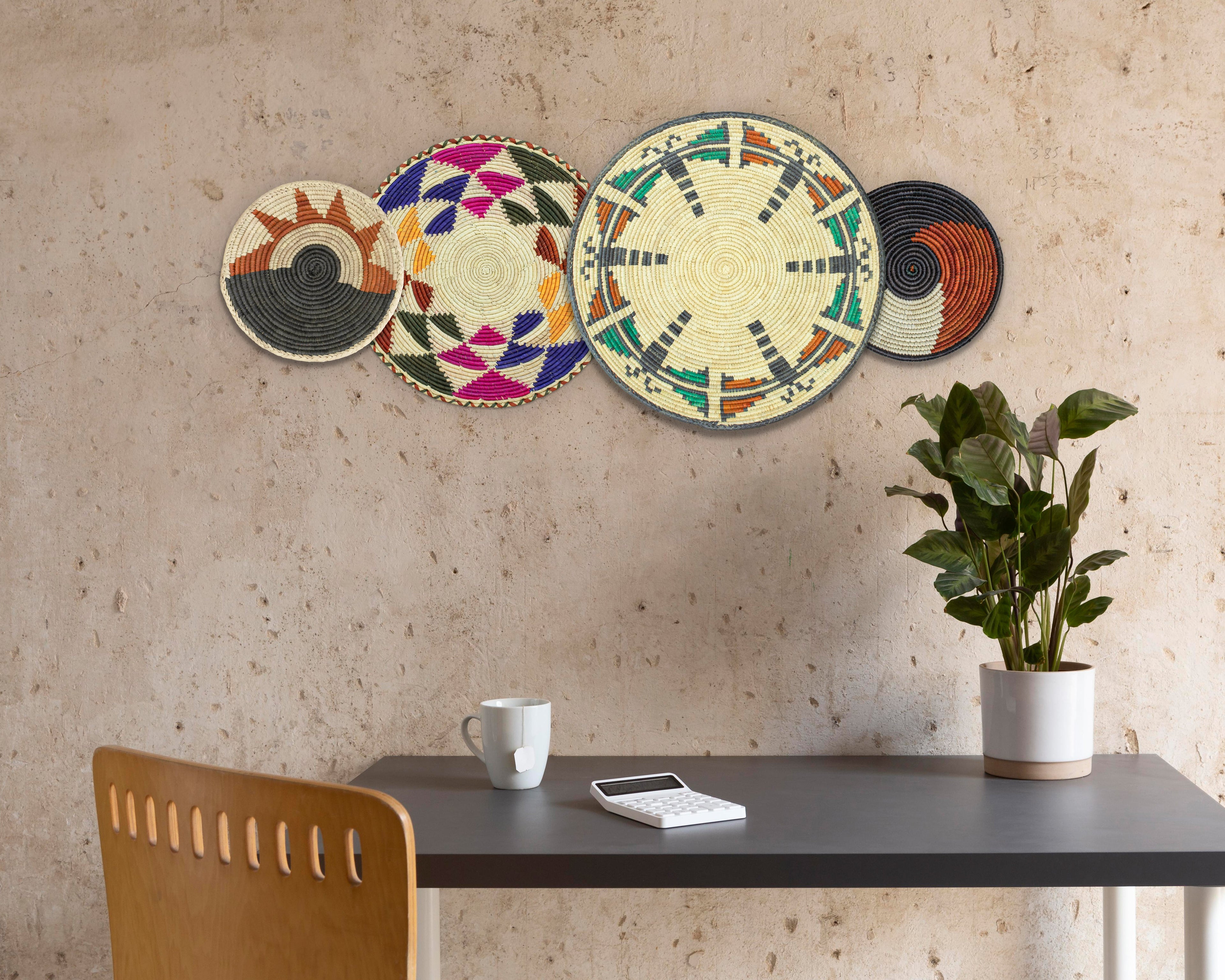 Set of 4 Handwoven wall baskets SET-240-4 N