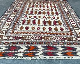 Mashwani Berjesta Afghan Wool Kilim - 6x4 ft