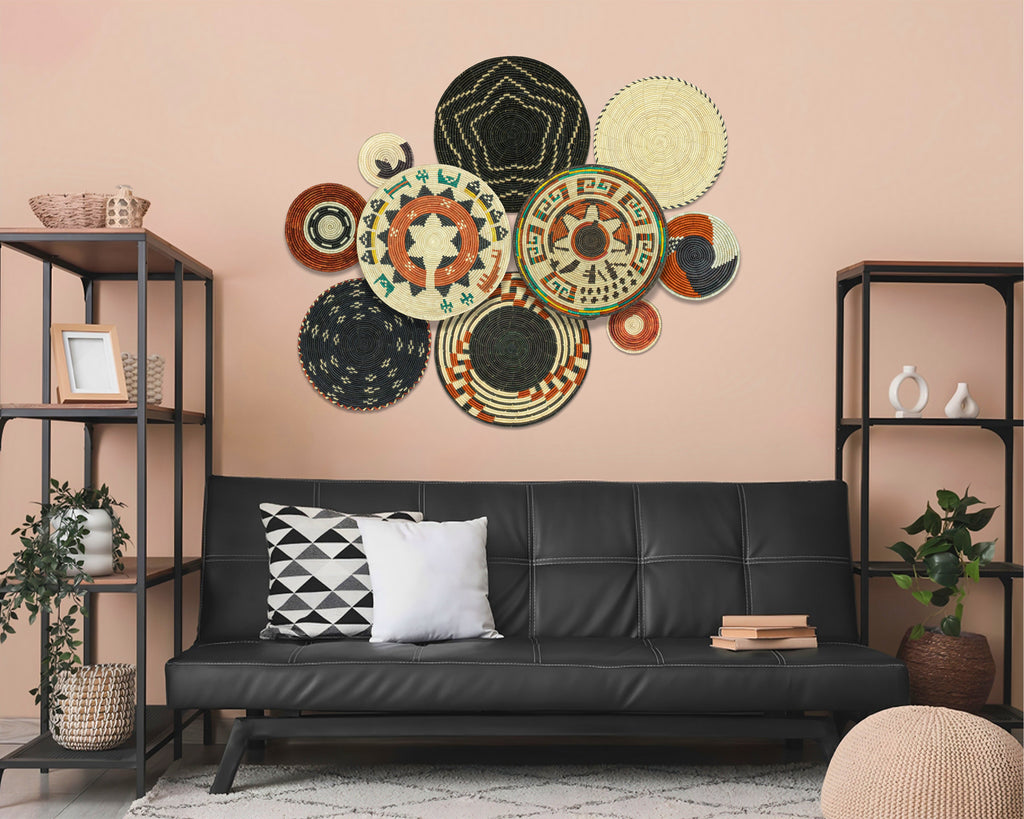 Set of 10 Handwoven wall baskets SET-411-10 N