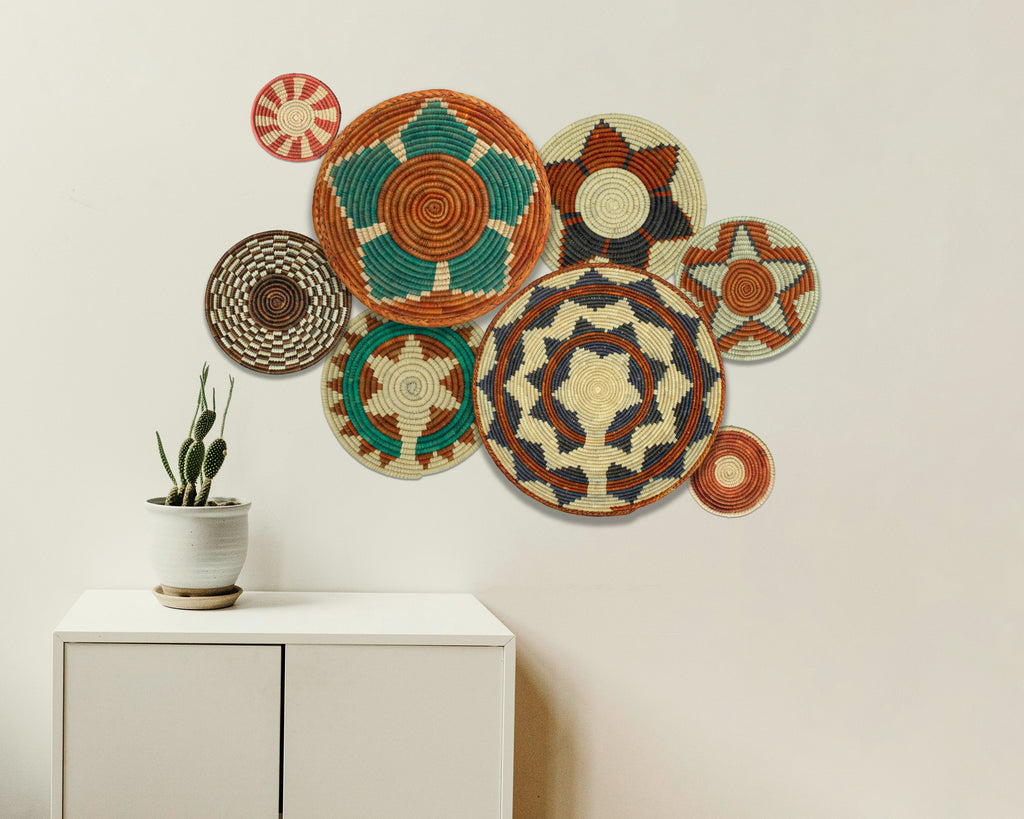 Set of 8 Handwoven wall baskets SET-337-8 N