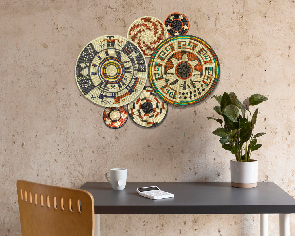 Set of 6 Handwoven wall baskets SET-283-6 N