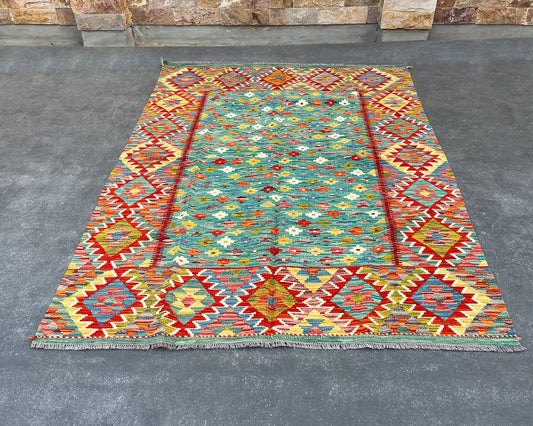 Afghan Maimana Wool Kilim - 7x5 ft KL-168-35